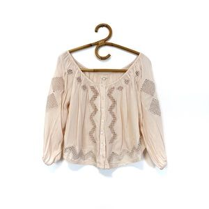 Revolve | Tularosa |‎ Pale Pink Eyelet Off the Shoulder Blouse Size S